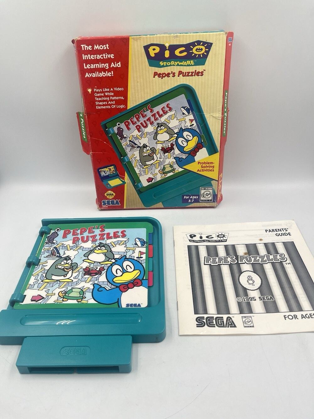 Pepe's Puzzles Sega Pico Storyware Game W/ Box - Tested & Works